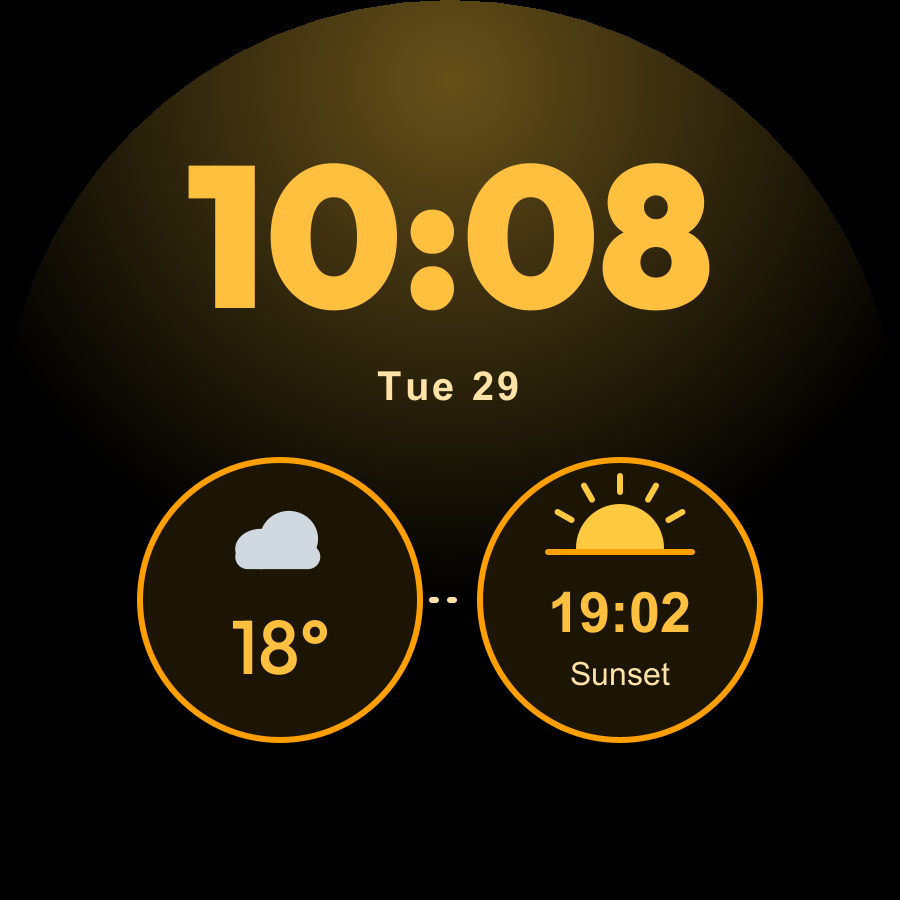 Sunny Day watch face, Amber theme