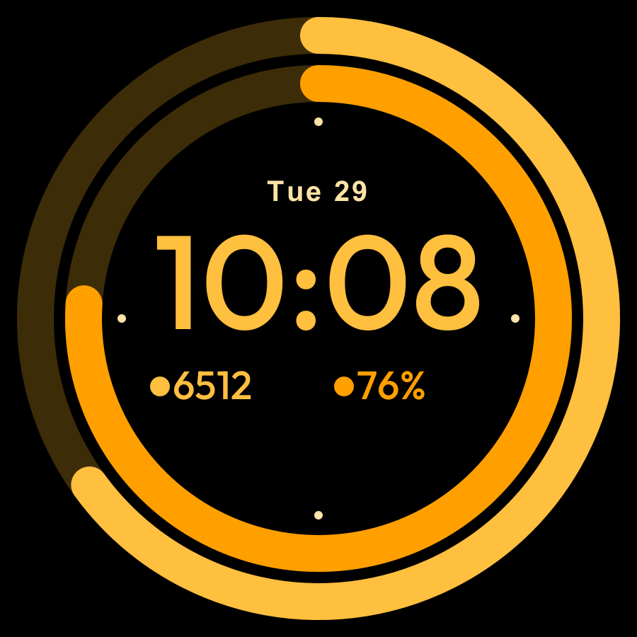 Daily Rings watch face, Amber theme