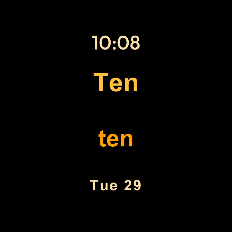 Say Time watch face, Amber theme