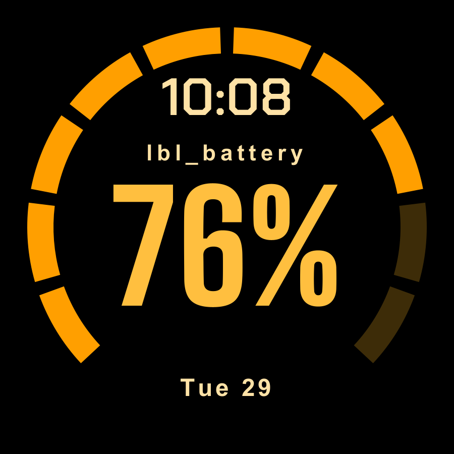 Battery Lab watch face, Amber theme
