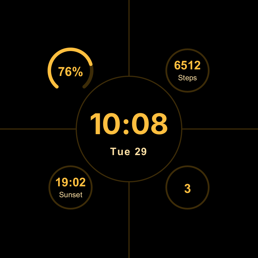 Grid Mono watch face, Amber theme