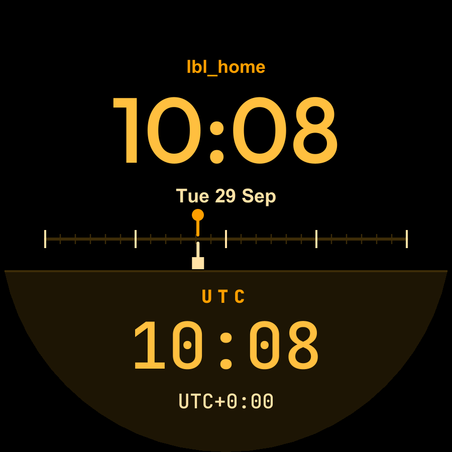 UTC watch face, Amber theme