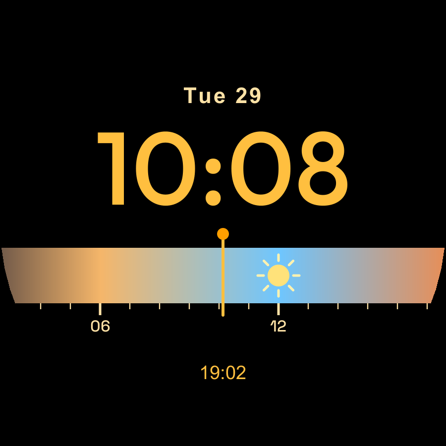 Day Night watch face, Amber theme