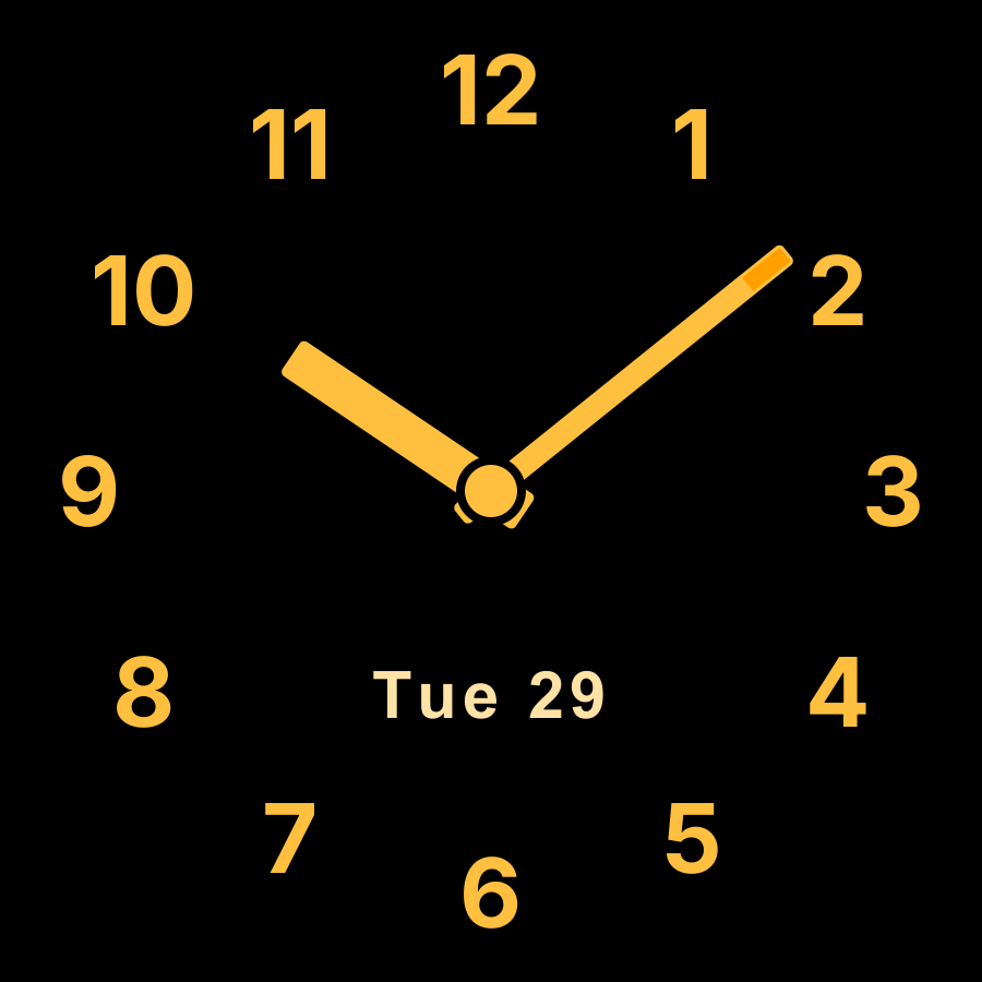 Clear Analog watch face, Amber theme