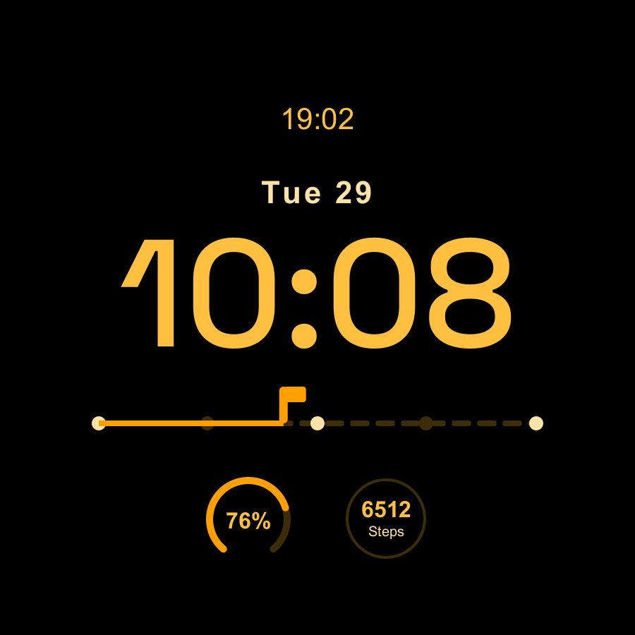 Trail watch face, Amber theme
