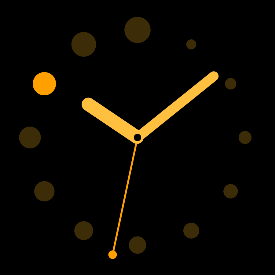 Dot Hours watch face, Amber theme