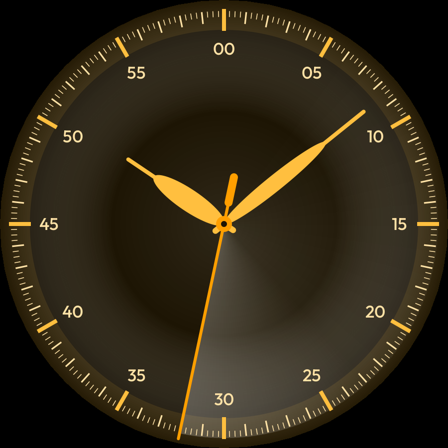 Sweep watch face, Amber theme