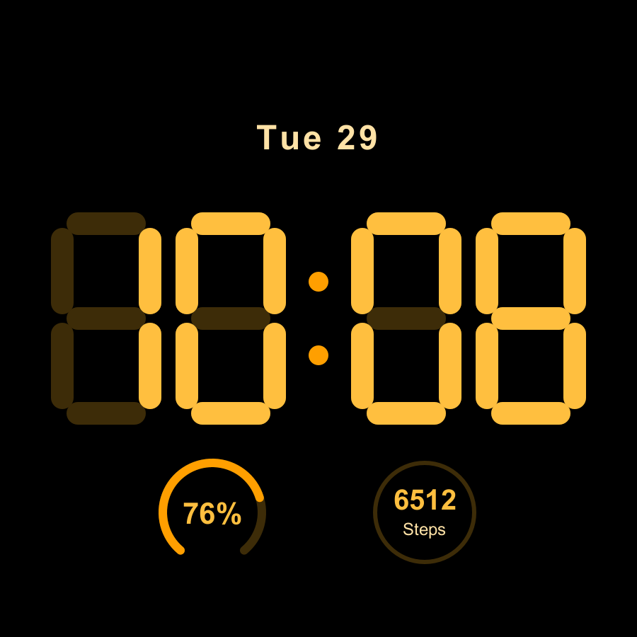 Morph watch face, Amber theme