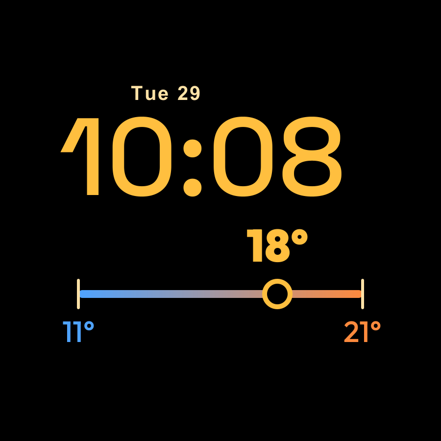 High Low watch face, Amber theme