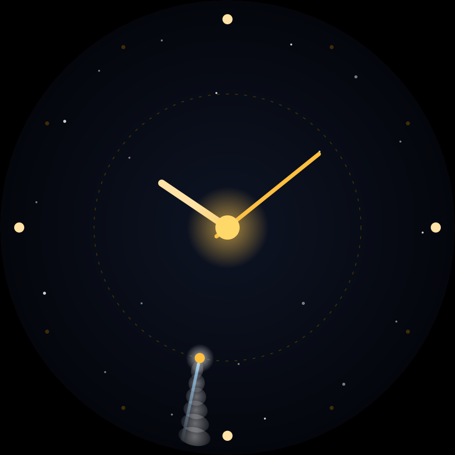 Comet watch face, Amber theme