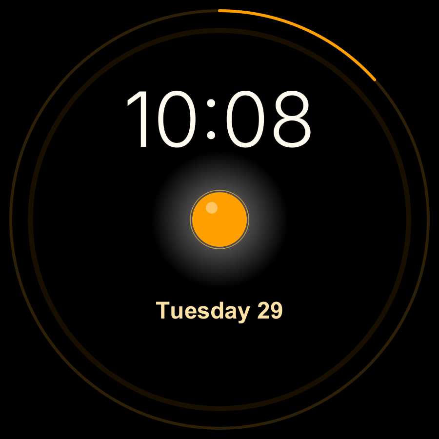 Heartbeat watch face, Amber theme
