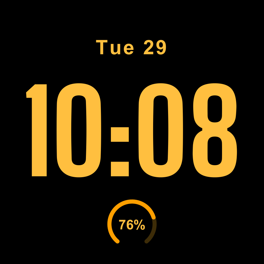 Giant watch face, Amber theme