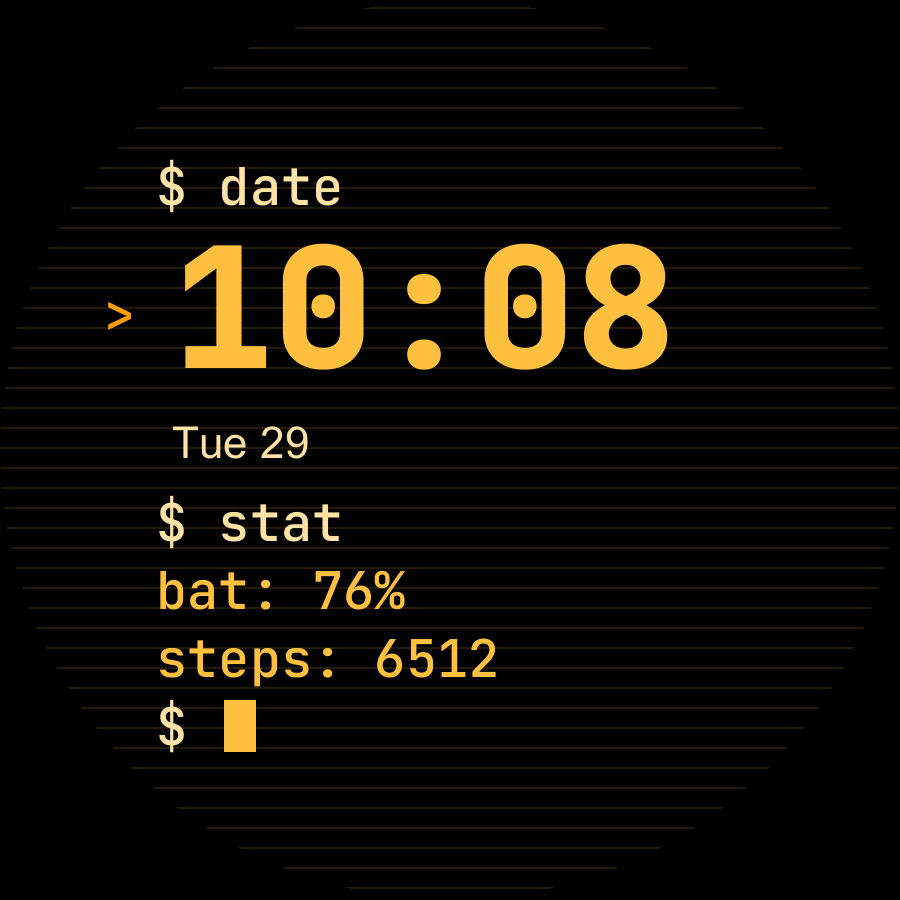Terminal watch face, Amber theme