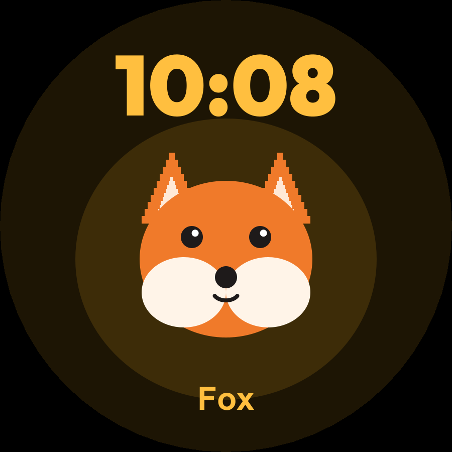 Zoo watch face, Amber theme