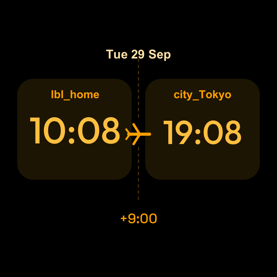 Travel watch face, Amber theme