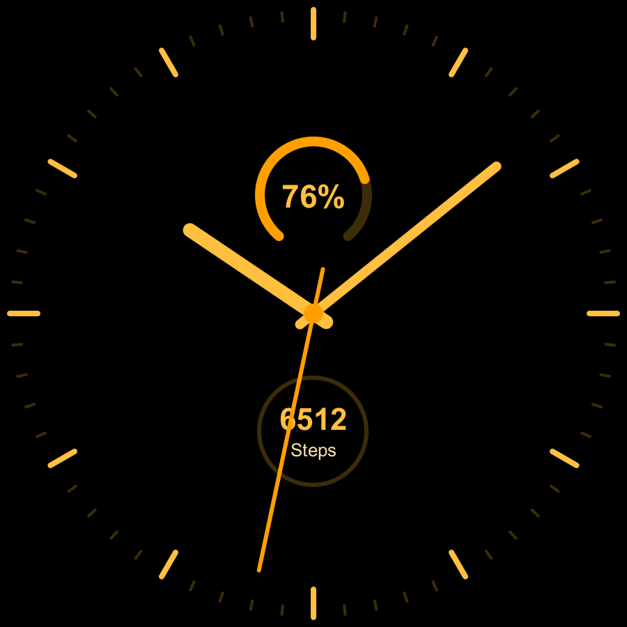 Meridian Lite watch face, Amber theme