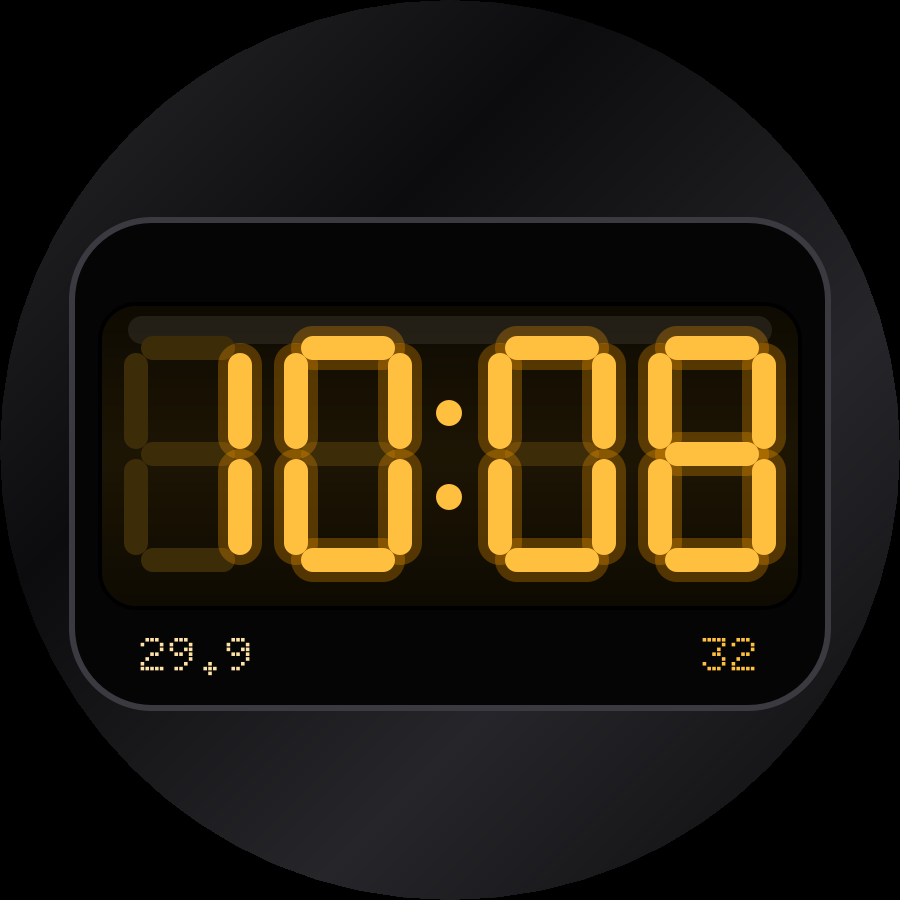 LED Red watch face, Amber theme