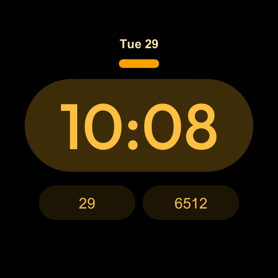 Pill watch face, Amber theme