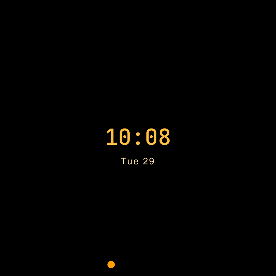 Mono Dot watch face, Amber theme