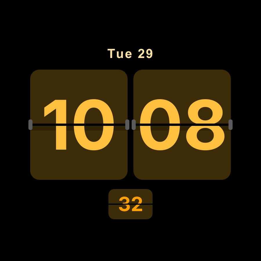 Flip watch face, Amber theme