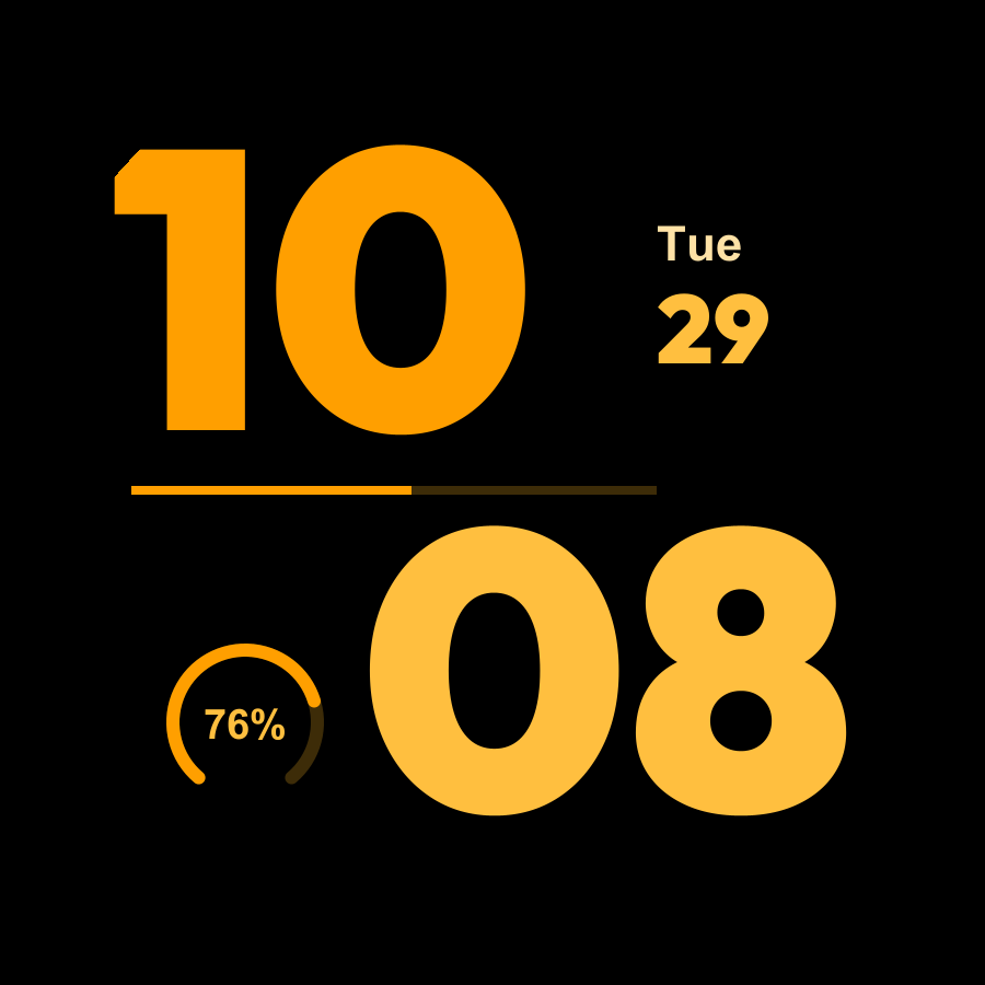 Stack watch face, Amber theme