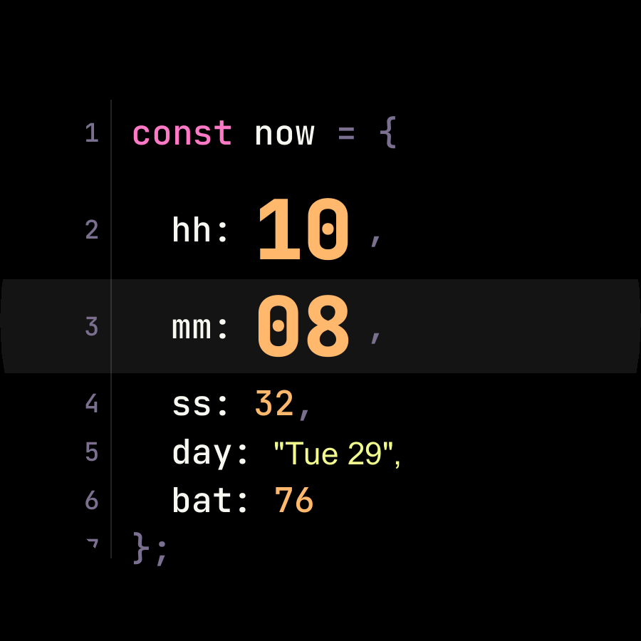 Code watch face, Amber theme