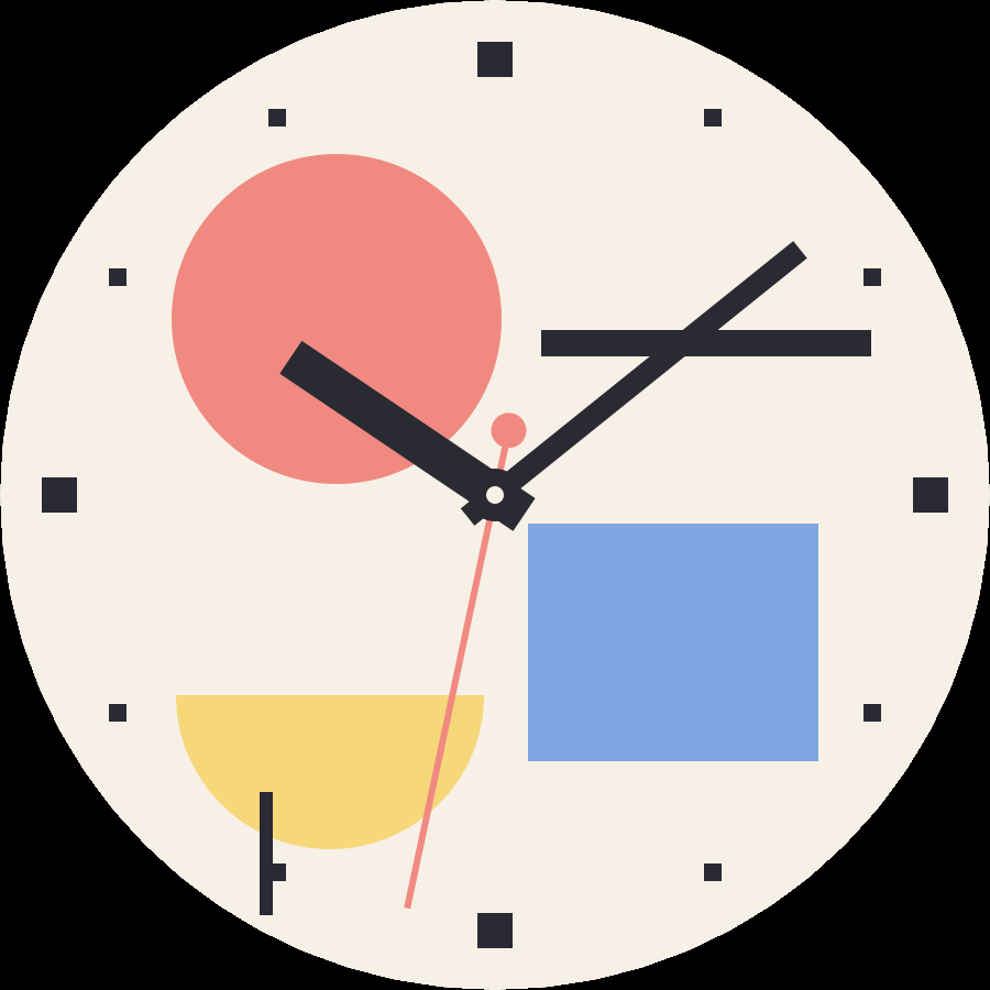Bauhaus watch face, Pastel theme