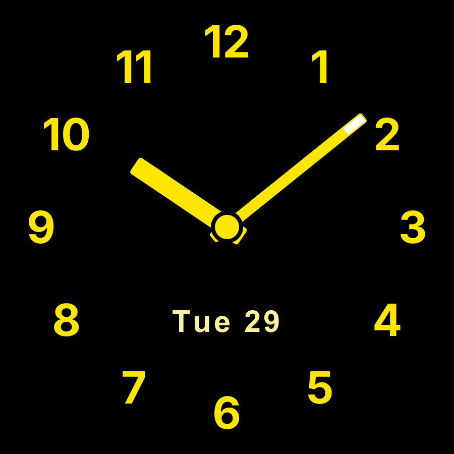 Clear Analog watch face, Yellow theme