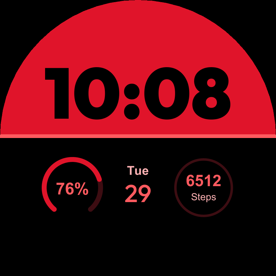 Split watch face, Crimson theme