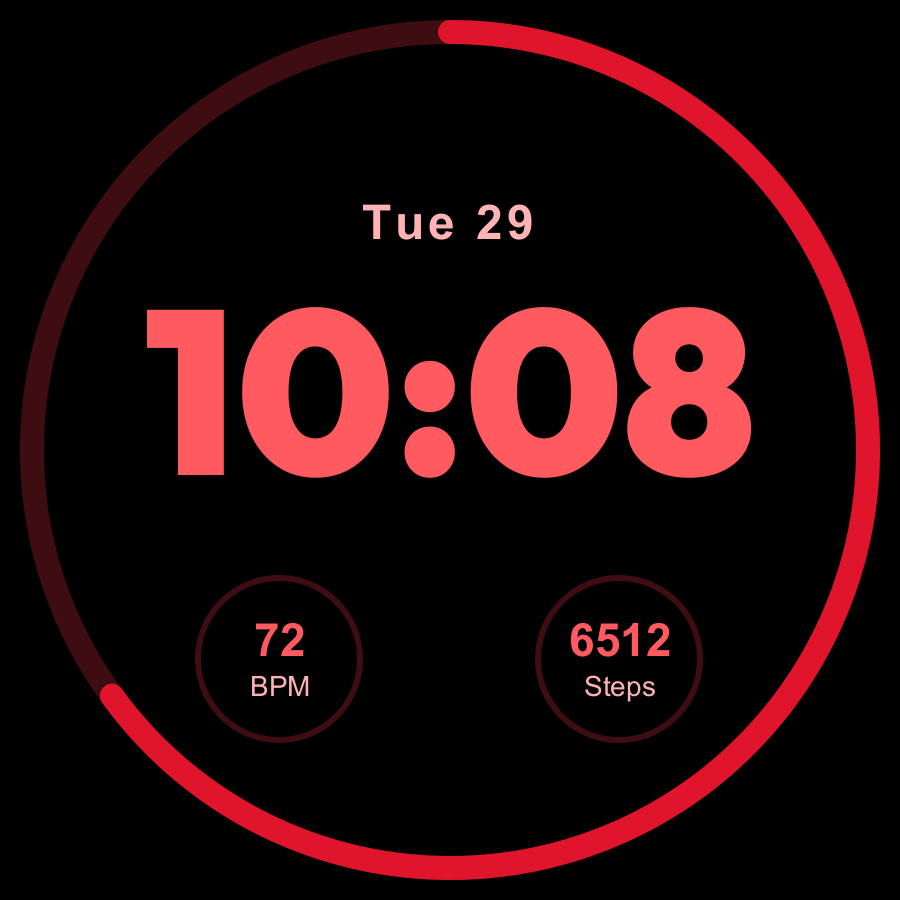 Pulse Lite watch face, Crimson theme