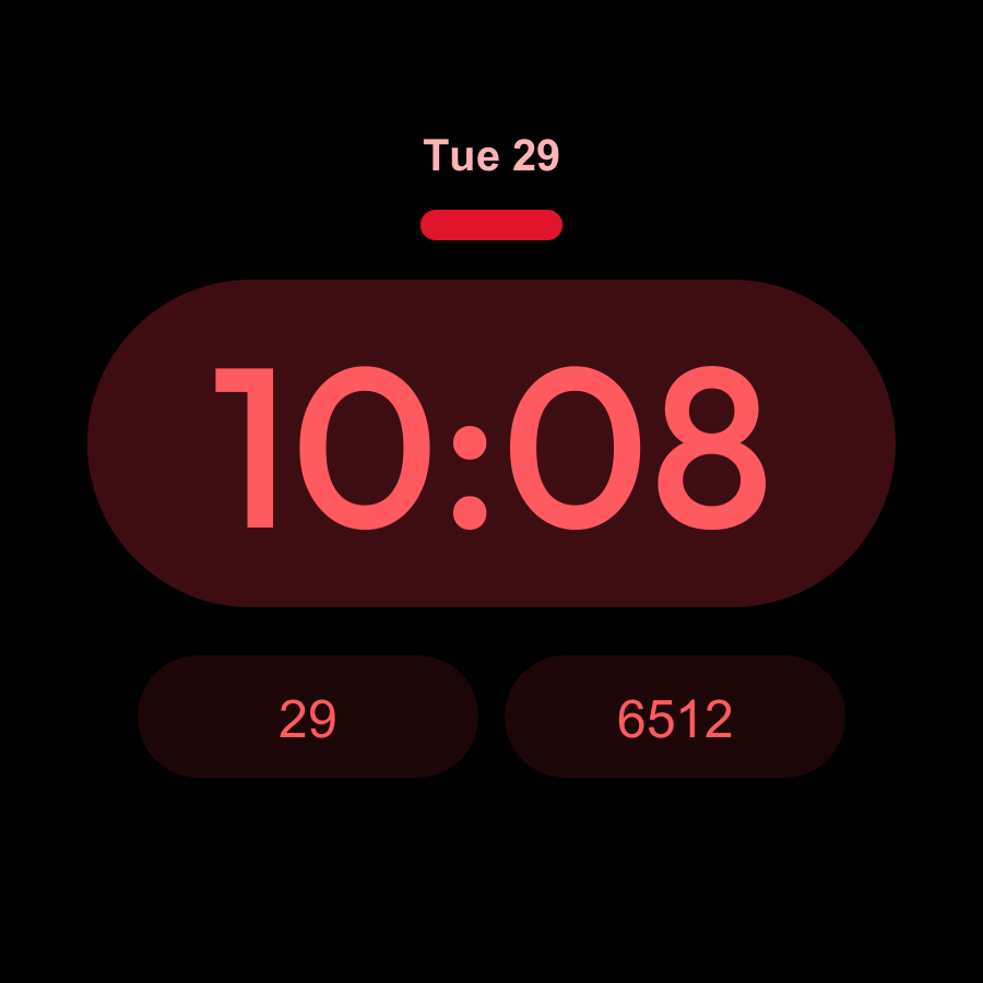Pill watch face, Crimson theme