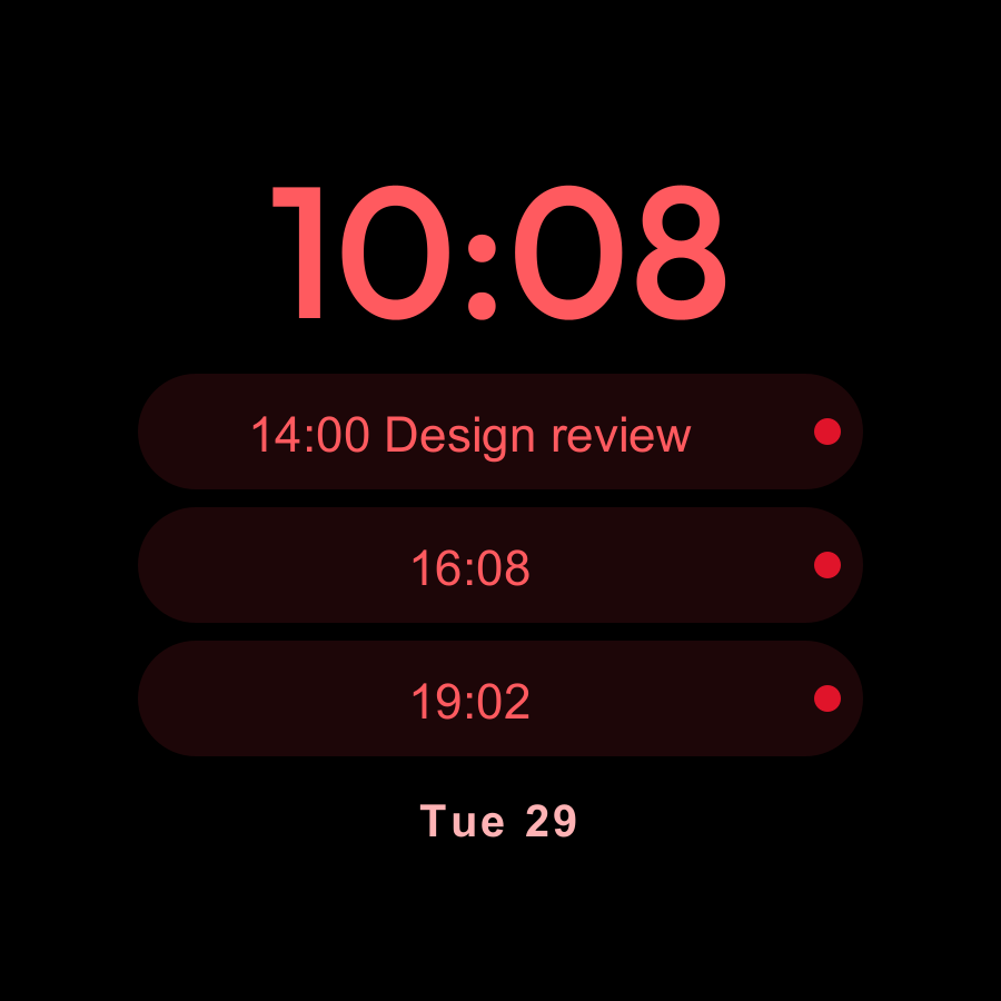 Tri watch face, Crimson theme