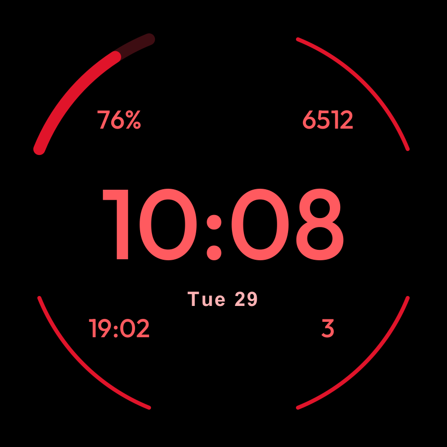 Corners watch face, Crimson theme