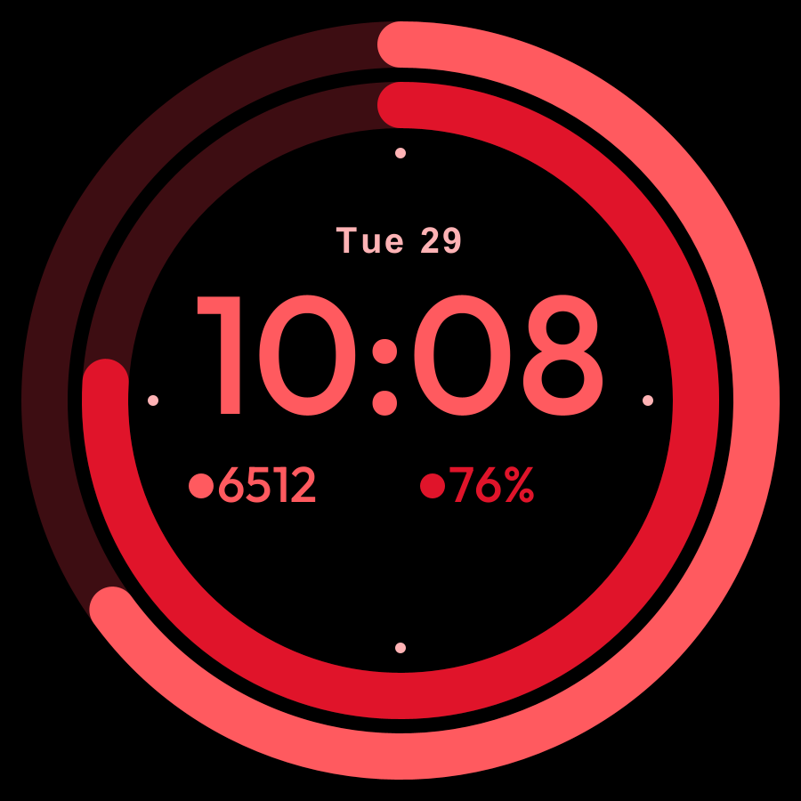Daily Rings watch face, Crimson theme