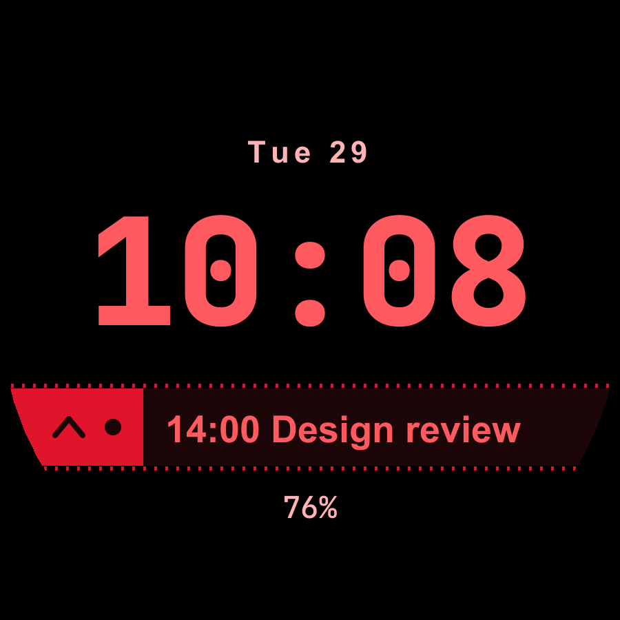 Ticker watch face, Crimson theme