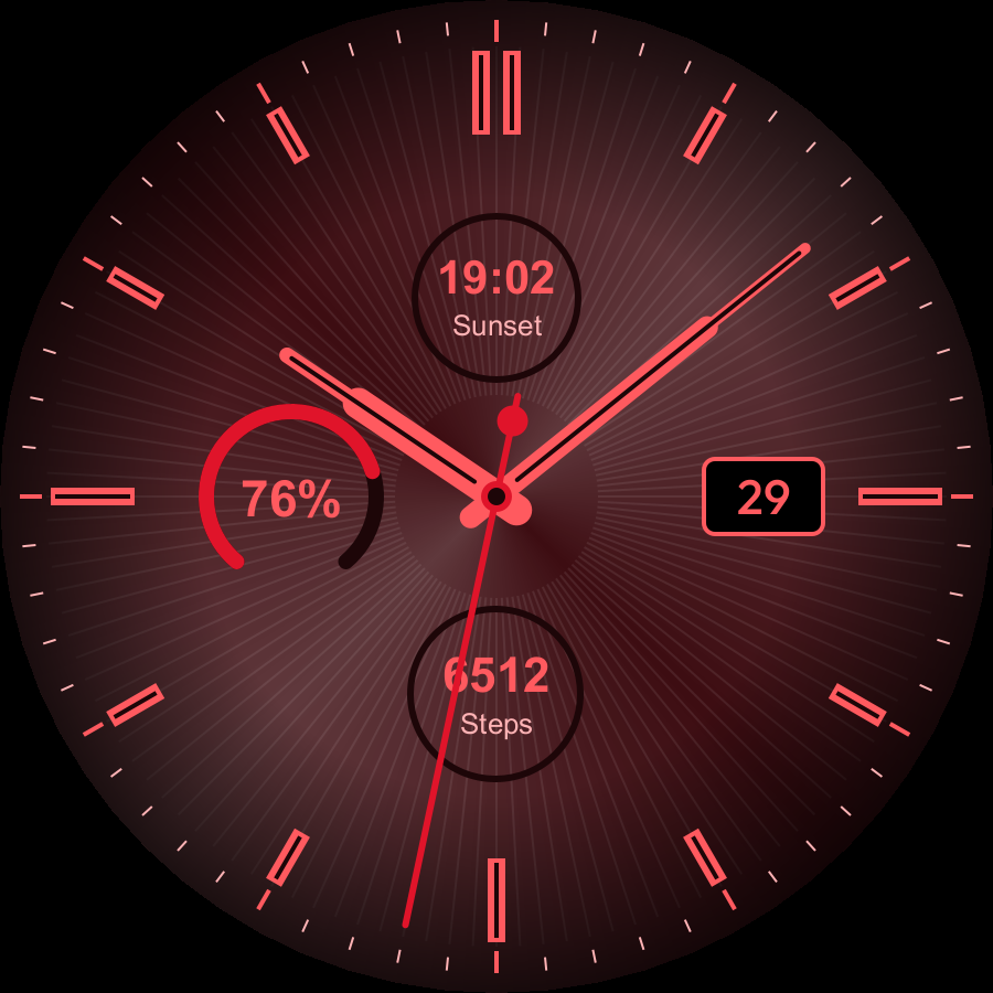 Meridian watch face, Crimson theme