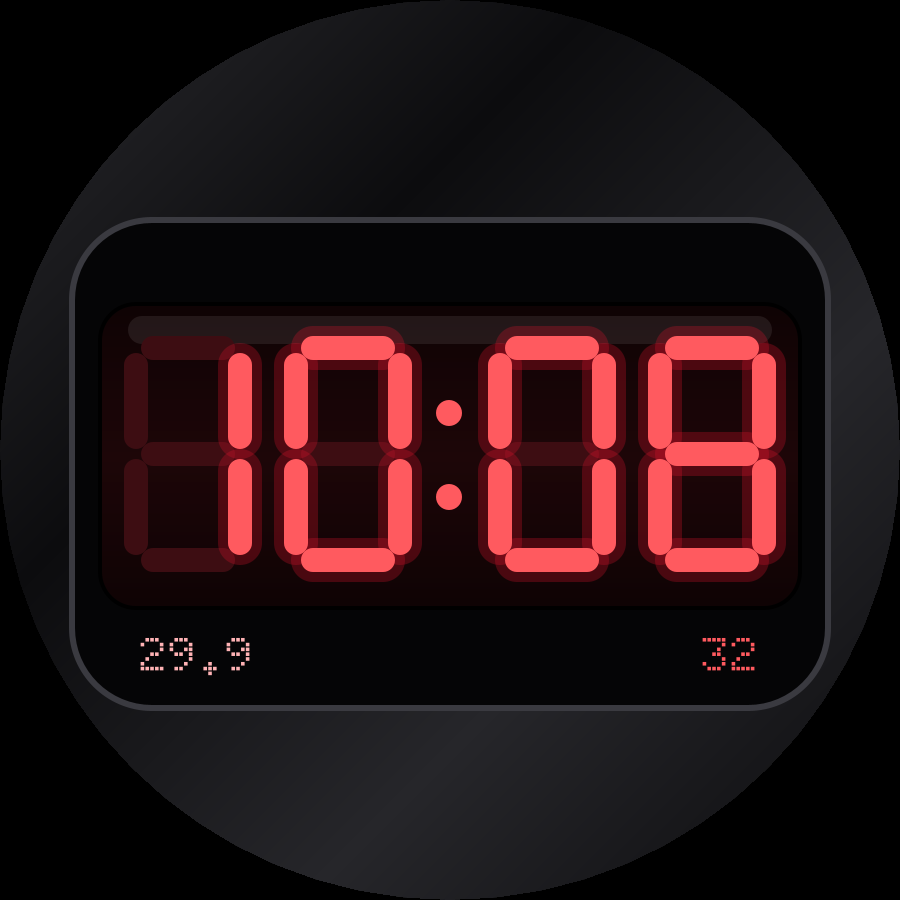 LED Red watch face, Crimson theme