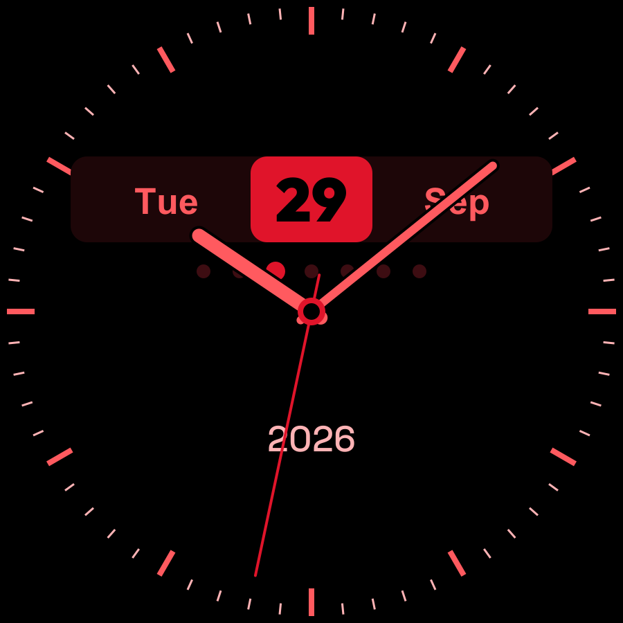 Datum watch face, Crimson theme