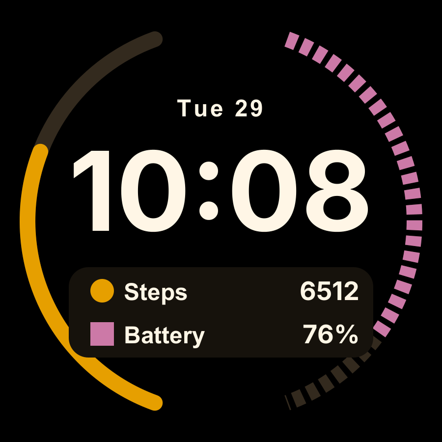 Contrast watch face, Amber theme