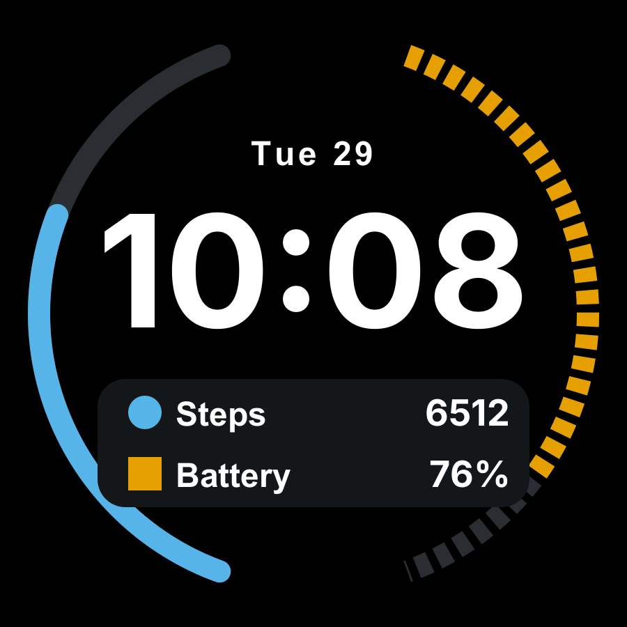 Contrast watch face, Red-green safe theme