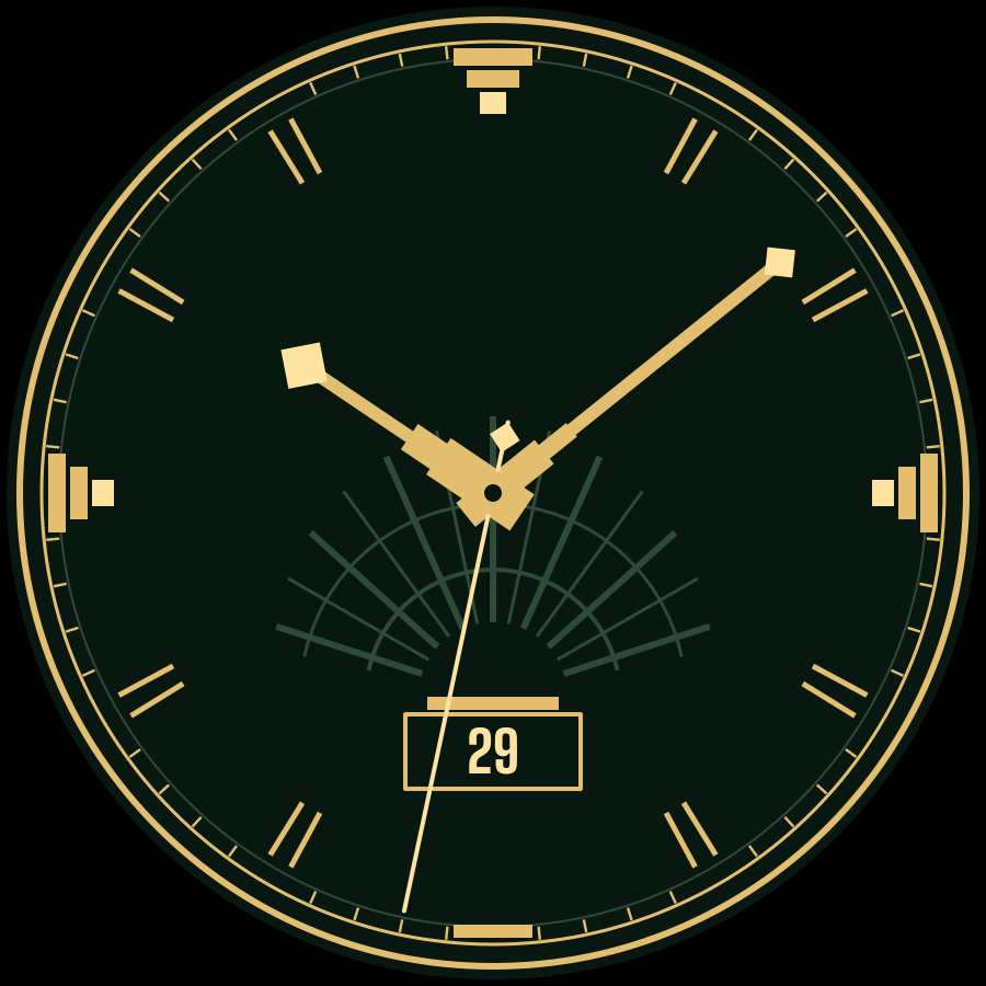 Deco watch face, Racing green theme