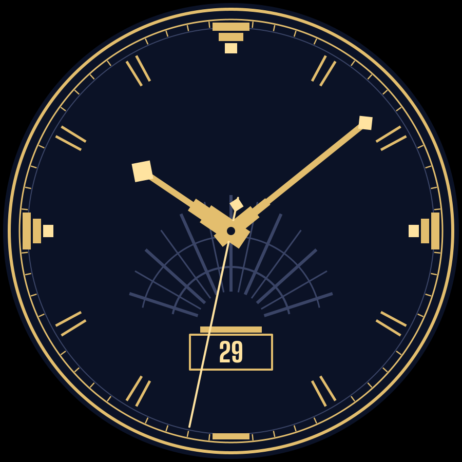 Deco watch face, Navy theme