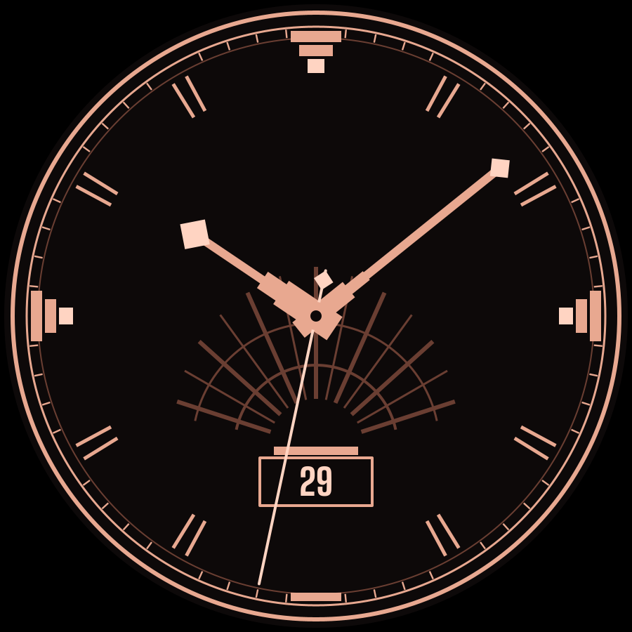 Deco watch face, Rose theme