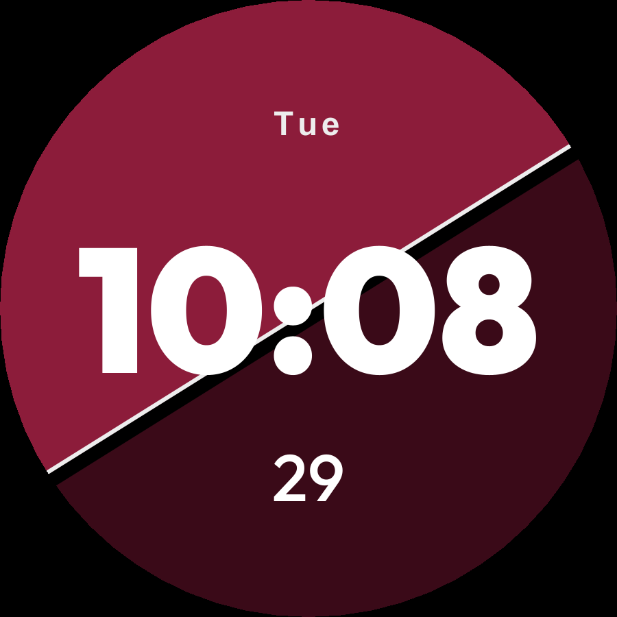 Duotone watch face, Burgundy theme