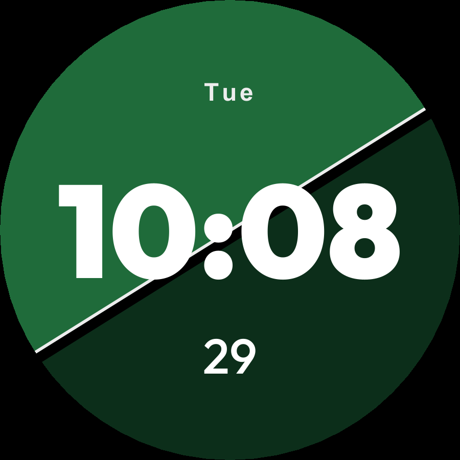 Duotone watch face, Pine theme