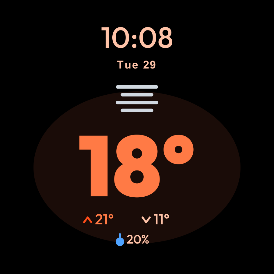 Weather watch face, Ember theme