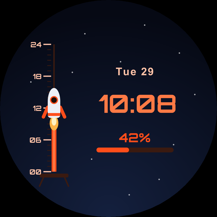 Launch watch face, Ember theme