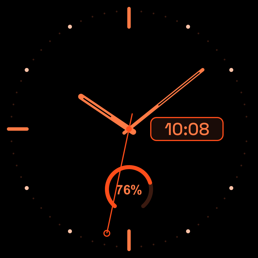 Hybrid Mini watch face, Ember theme