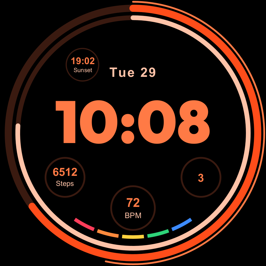 Pulse Pro watch face, Ember theme