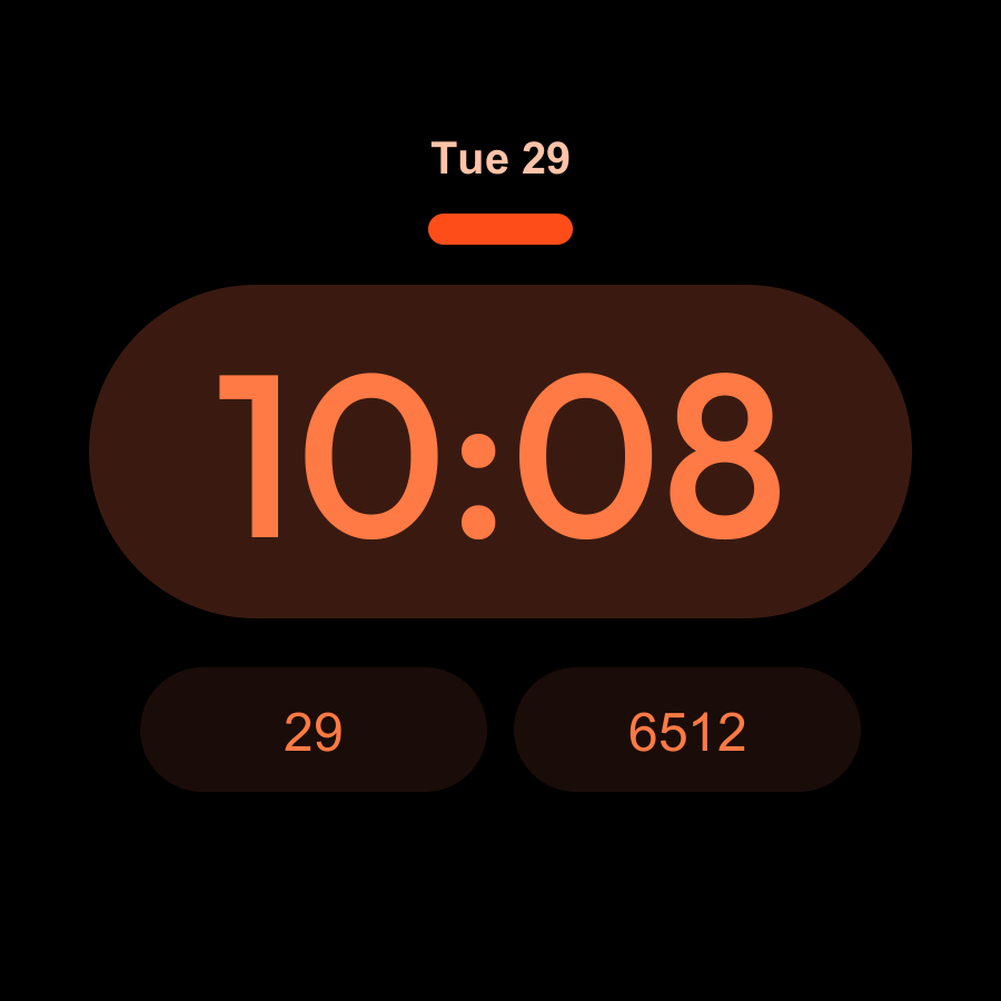 Pill watch face, Ember theme